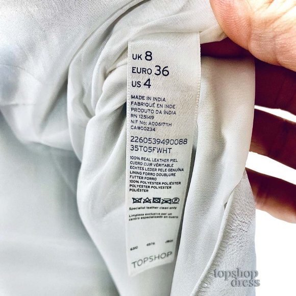 Top Shop White Leather One-Shoulder Mini Dress - Picture 2 of 2